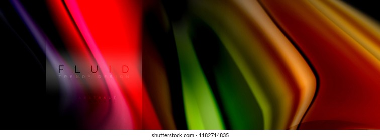 Rainbow fluid abstract shapes, liquid colors design, colorful marble or plastic wavy texture background, multicolored template for business or technology presentation or web brochure cover design