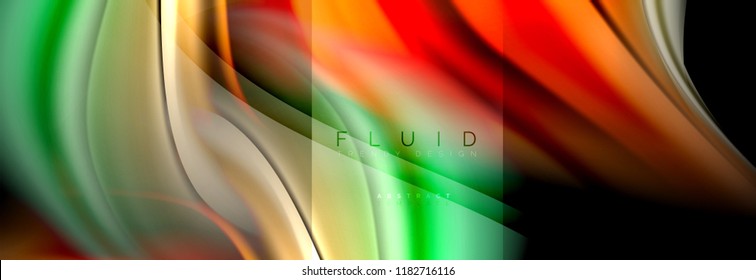 Rainbow fluid abstract shapes, liquid colors design, colorful marble or plastic wavy texture background, multicolored template for business or technology presentation or web brochure cover design