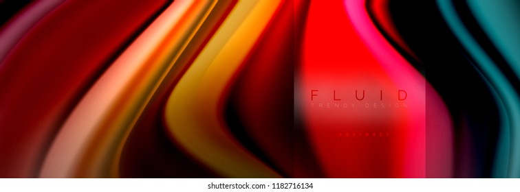 Rainbow fluid abstract shapes, liquid colors design, colorful marble or plastic wavy texture background, multicolored template for business or technology presentation or web brochure cover design