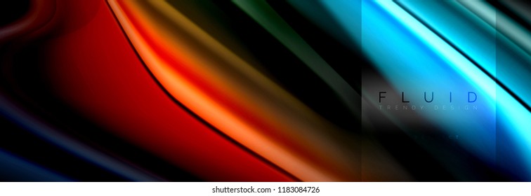 Rainbow fluid abstract shapes, liquid colors design, colorful marble or plastic wavy texture background, multicolored template for business or technology presentation or web brochure cover design
