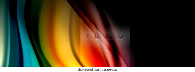 Rainbow fluid abstract shapes, liquid colors design, colorful marble or plastic wavy texture background, multicolored template for business or technology presentation or web brochure cover design