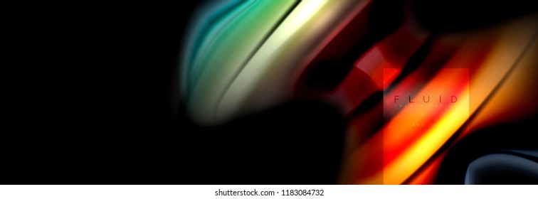 Rainbow fluid abstract shapes, liquid colors design, colorful marble or plastic wavy texture background, multicolored template for business or technology presentation or web brochure cover design