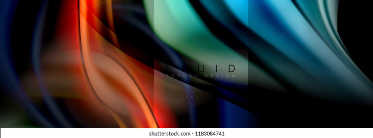 Abstrakte Formen von Regenbogenflüssigkeiten, flüssige Farbgestaltung, bunter Marmor- oder Kunststoffhintergrund, mehrfarbige Vorlage für Geschäfts- oder Technologiepräsentation oder Webbroschürendesign