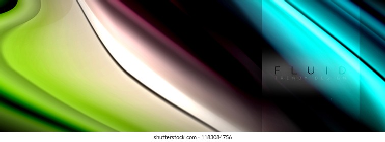Rainbow fluid abstract shapes, liquid colors design, colorful marble or plastic wavy texture background, multicolored template for business or technology presentation or web brochure cover design