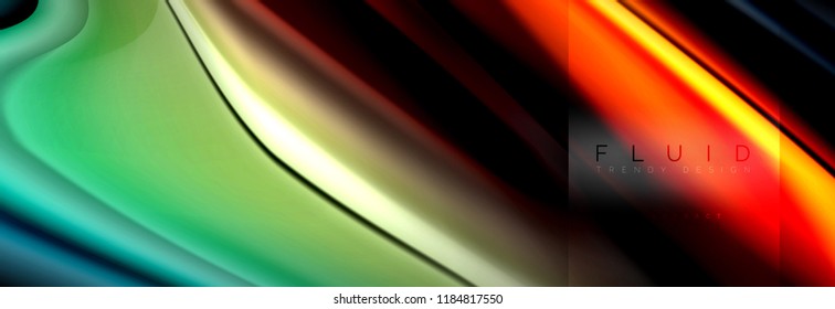 Formas abstractas del fluido arcoiris, diseño de colores líquidos, fondo de textura ondulada de mármol colorido o plástico, plantilla multicolor para presentación de negocios o tecnología o diseño de portada web