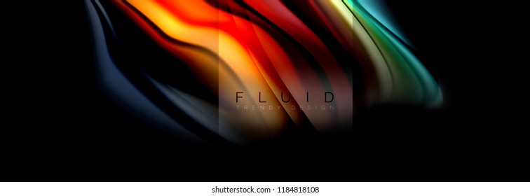 Rainbow fluid abstract shapes, liquid colors design, colorful marble or plastic wavy texture background, multicolored template for business or technology presentation or web brochure cover design