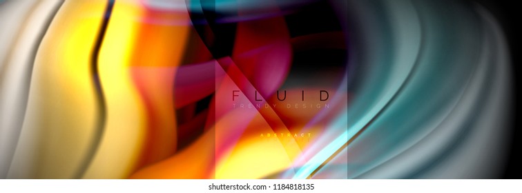 Rainbow fluid abstract shapes, liquid colors design, colorful marble or plastic wavy texture background, multicolored template for business or technology presentation or web brochure cover design
