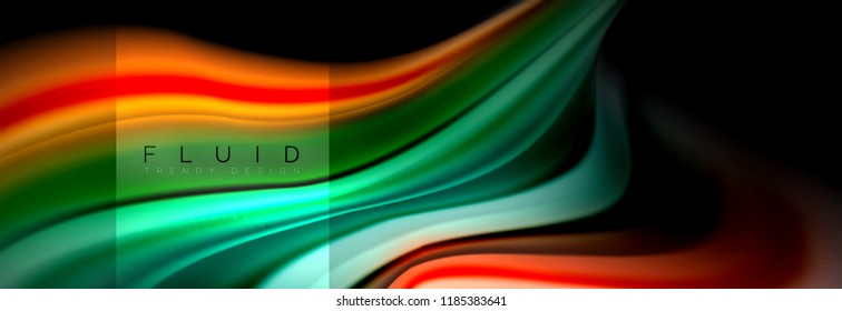 Rainbow fluid abstract shapes, liquid colors design, colorful marble or plastic wavy texture background, multicolored template for business or technology presentation or web brochure cover design