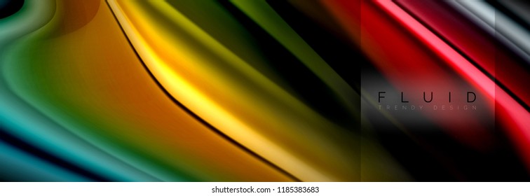Rainbow fluid abstract shapes, liquid colors design, colorful marble or plastic wavy texture background, multicolored template for business or technology presentation or web brochure cover design