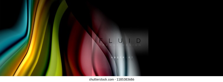 Rainbow fluid abstract shapes, liquid colors design, colorful marble or plastic wavy texture background, multicolored template for business or technology presentation or web brochure cover design