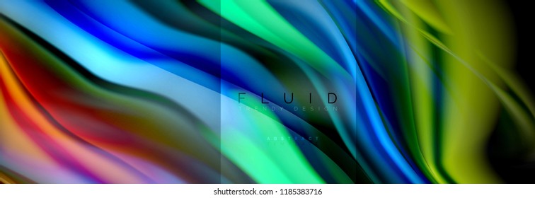 Rainbow fluid abstract shapes, liquid colors design, colorful marble or plastic wavy texture background, multicolored template for business or technology presentation or web brochure cover design