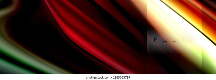 Rainbow fluid abstract shapes, liquid colors design, colorful marble or plastic wavy texture background, multicolored template for business or technology presentation or web brochure cover design