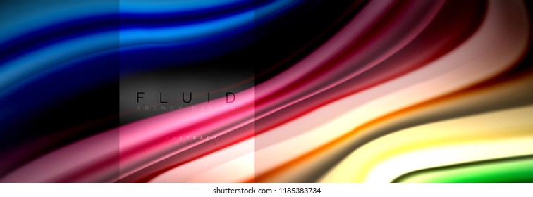 Rainbow fluid abstract shapes, liquid colors design, colorful marble or plastic wavy texture background, multicolored template for business or technology presentation or web brochure cover design