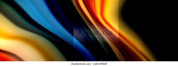 Rainbow fluid abstract shapes, liquid colors design, colorful marble or plastic wavy texture background, multicolored template for business or technology presentation or web brochure cover design