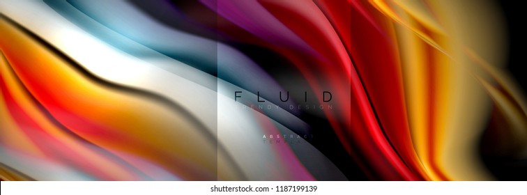 Rainbow fluid abstract shapes, liquid colors design, colorful marble or plastic wavy texture background, multicolored template for business or technology presentation or web brochure cover design