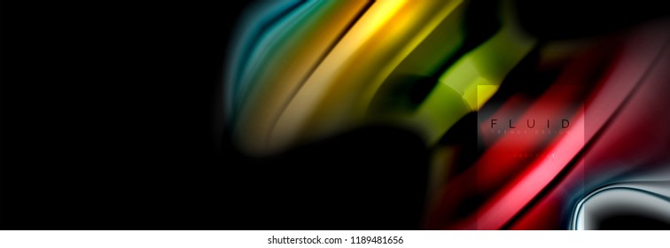 Abstrakte Formen von Regenbogenflüssigkeiten, flüssige Farbgestaltung, bunter Marmor- oder Kunststoffhintergrund, mehrfarbige Vorlage für Geschäfts- oder Technologiepräsentation oder Webbroschürendesign