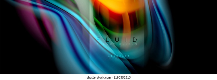 Rainbow fluid abstract shapes, liquid colors design, colorful marble or plastic wavy texture background, multicolored template for business or technology presentation or web brochure cover design