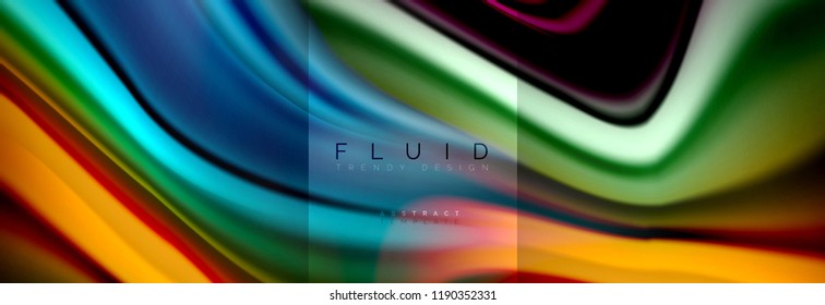 Rainbow fluid abstract shapes, liquid colors design, colorful marble or plastic wavy texture background, multicolored template for business or technology presentation or web brochure cover design