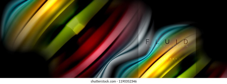 Rainbow fluid abstract shapes, liquid colors design, colorful marble or plastic wavy texture background, multicolored template for business or technology presentation or web brochure cover design