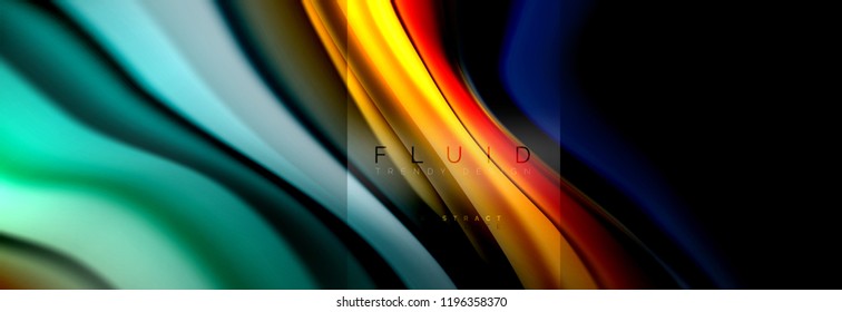 Rainbow fluid abstract shapes, liquid colors design, colorful marble or plastic wavy texture background, multicolored template for business or technology presentation or web brochure cover design