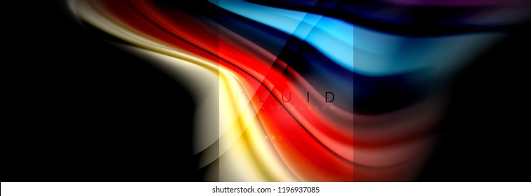 Rainbow fluid abstract shapes, liquid colors design, colorful marble or plastic wavy texture background, multicolored template for business or technology presentation or web brochure cover design