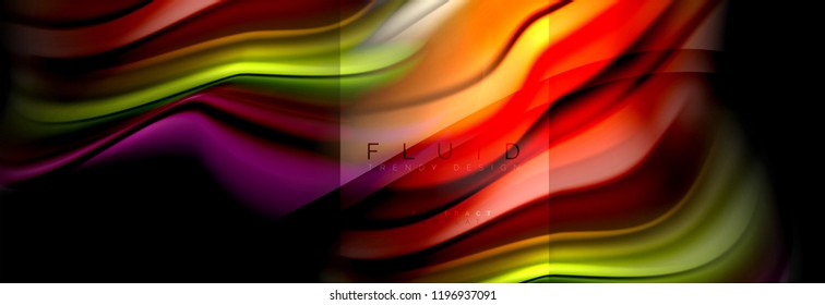 Rainbow fluid abstract shapes, liquid colors design, colorful marble or plastic wavy texture background, multicolored template for business or technology presentation or web brochure cover design