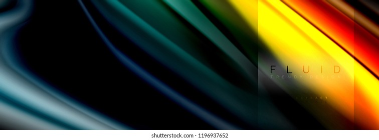 Rainbow fluid abstract shapes, liquid colors design, colorful marble or plastic wavy texture background, multicolored template for business or technology presentation or web brochure cover design