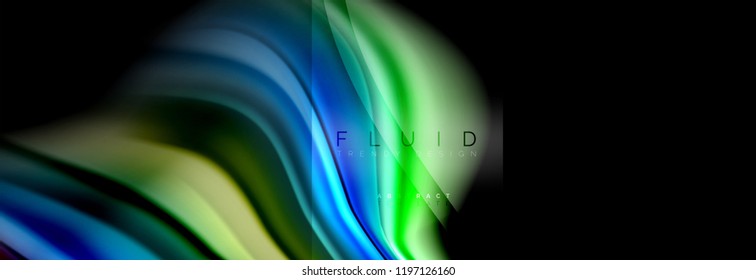 Rainbow fluid abstract shapes, liquid colors design, colorful marble or plastic wavy texture background, multicolored template for business or technology presentation or web brochure cover design