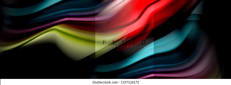 Rainbow fluid abstract shapes, liquid colors design, colorful marble or plastic wavy texture background, multicolored template for business or technology presentation or web brochure cover design
