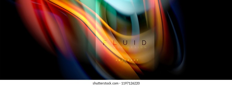 Rainbow fluid abstract shapes, liquid colors design, colorful marble or plastic wavy texture background, multicolored template for business or technology presentation or web brochure cover design