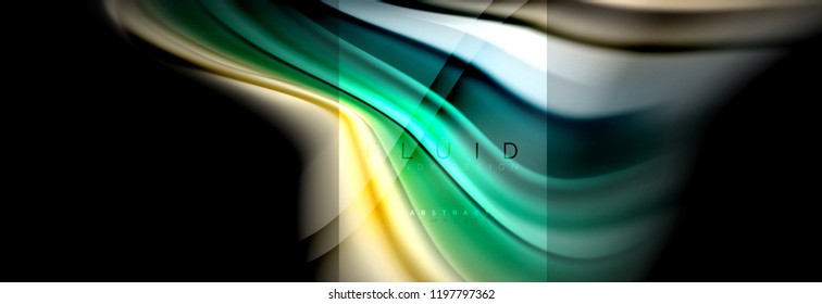 Rainbow fluid abstract shapes, liquid colors design, colorful marble or plastic wavy texture background, multicolored template for business or technology presentation or web brochure cover design