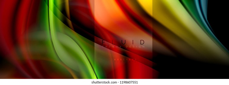 Rainbow fluid abstract shapes, liquid colors design, colorful marble or plastic wavy texture background, multicolored template for business or technology presentation or web brochure cover design