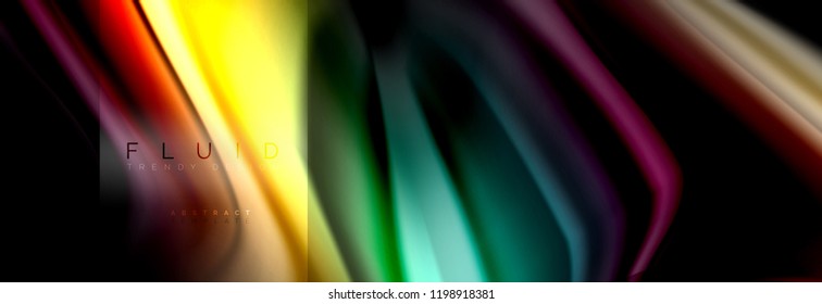 Rainbow fluid abstract shapes, liquid colors design, colorful marble or plastic wavy texture background, multicolored template for business or technology presentation or web brochure cover design