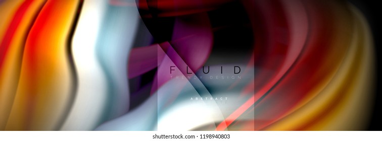 Rainbow fluid abstract shapes, liquid colors design, colorful marble or plastic wavy texture background, multicolored template for business or technology presentation or web brochure cover design