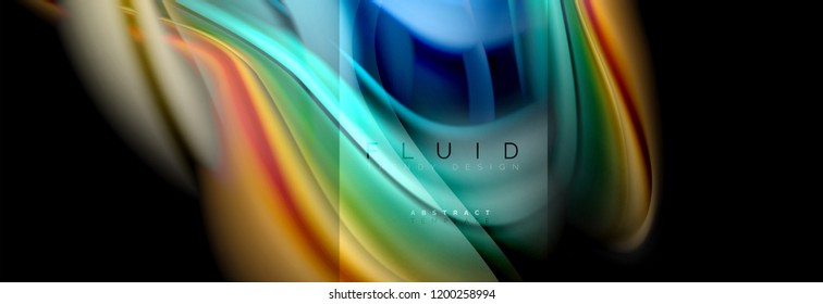 Rainbow fluid abstract shapes, liquid colors design, colorful marble or plastic wavy texture background, multicolored template for business or technology presentation or web brochure cover design