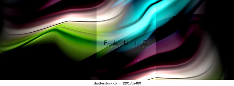 Rainbow fluid abstract shapes, liquid colors design, colorful marble or plastic wavy texture background, multicolored template for business or technology presentation or web brochure cover design