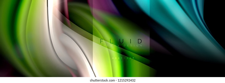Rainbow fluid abstract shapes, liquid colors design, colorful marble or plastic wavy texture background, multicolored template for business or technology presentation or web brochure cover design