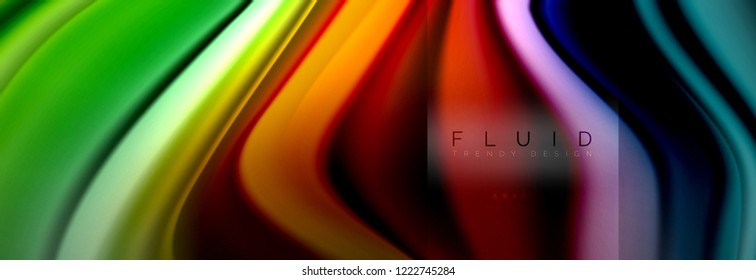 Formas abstractas del fluido arcoiris, diseño de colores líquidos, fondo de textura ondulada de mármol colorido o plástico, plantilla multicolor para presentación de negocios o tecnología o diseño de portada web