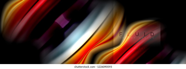 Rainbow fluid abstract shapes, liquid colors design, colorful marble or plastic wavy texture background, multicolored template for business or technology presentation or web brochure cover design
