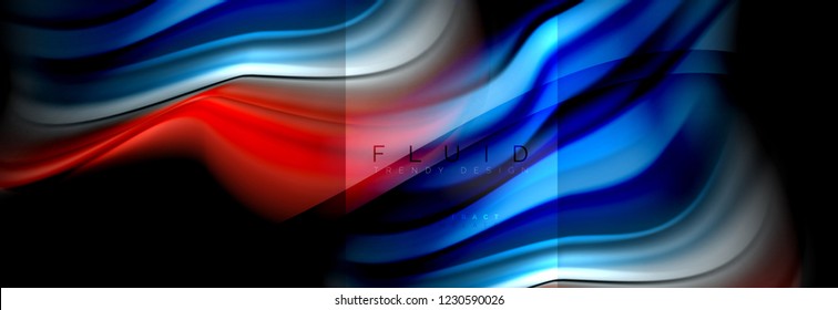 Rainbow fluid abstract shapes, liquid colors design, colorful marble or plastic wavy texture background, multicolored template for business or technology presentation or web brochure cover design