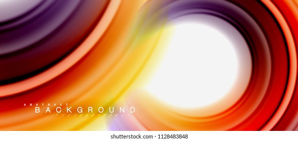Rainbow fluid abstract swirl shape, twisted liquid colors design, colorful marble or plastic wavy texture background, multicolored template for business or technology presentation or web brochure