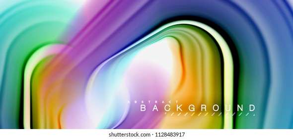 Rainbow fluid abstract swirl shape, twisted liquid colors design, colorful marble or plastic wavy texture background, multicolored template for business or technology presentation or web brochure