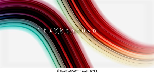 Rainbow fluid abstract swirl shape, twisted liquid colors design, colorful marble or plastic wavy texture background, multicolored template for business or technology presentation or web brochure