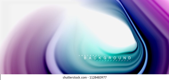 Forma de giro abstracta del fluido arcoiris, diseño de colores líquidos retorcidos, fondo de textura ondulada de mármol o plástico, plantilla multicolor para presentación de negocios o tecnología o folleto web
