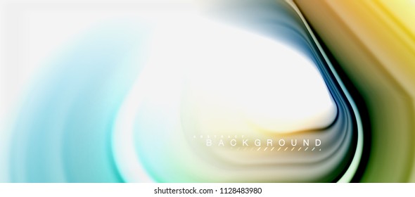 Abstrakte Regenbogenflüssigkeit, wirbellose Form, Design von verdrillten flüssigen Farben, bunter Marmor- oder Kunststoffhintergrund, mehrfarbige Vorlage für Geschäfts- oder Technologiepräsentation oder Webbroschüre
