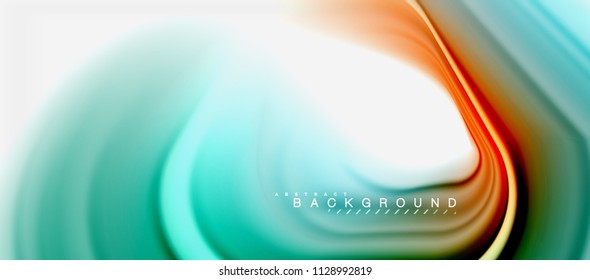 Forma de giro abstracta del fluido arcoiris, diseño de colores líquidos retorcidos, fondo de textura ondulada de mármol o plástico, plantilla multicolor para presentación de negocios o tecnología o folleto web