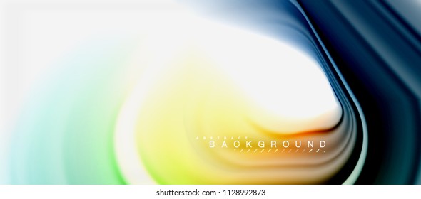 Forma de giro abstracta del fluido arcoiris, diseño de colores líquidos retorcidos, fondo de textura ondulada de mármol o plástico, plantilla multicolor para presentación de negocios o tecnología o folleto web