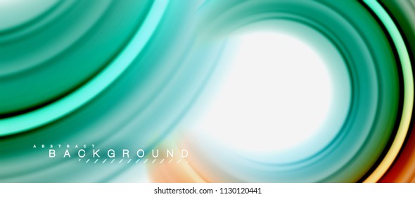 Rainbow fluid abstract swirl shape, twisted liquid colors design, colorful marble or plastic wavy texture background, multicolored template for business or technology presentation or web brochure
