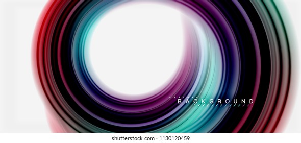 Rainbow fluid abstract swirl shape, twisted liquid colors design, colorful marble or plastic wavy texture background, multicolored template for business or technology presentation or web brochure