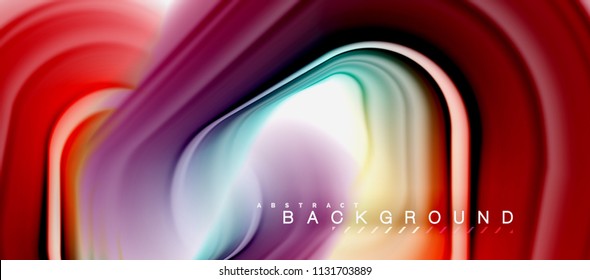 Rainbow fluid abstract swirl shape, twisted liquid colors design, colorful marble or plastic wavy texture background, multicolored template for business or technology presentation or web brochure